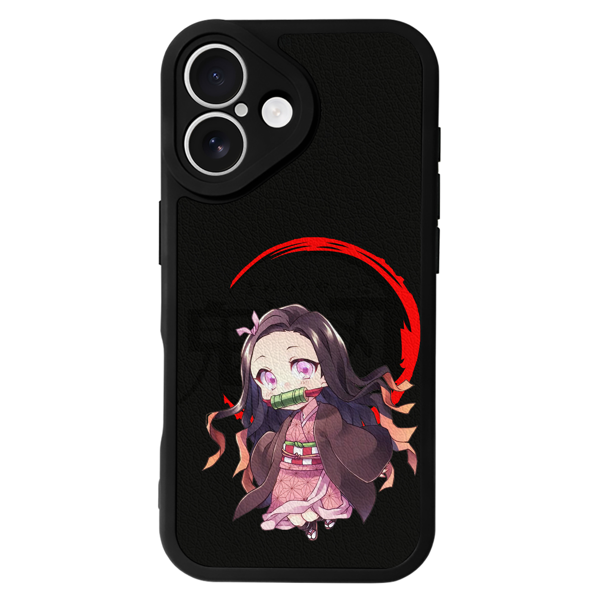 （画像用） 鬼滅の刃（きめつのやいば）竈門 禰󠄀豆子／かまど ねずこ Kamado Nezuko 【iPhone 16シリーズ対応】シリコンスマホケース（レザー調） 材質：シリコン